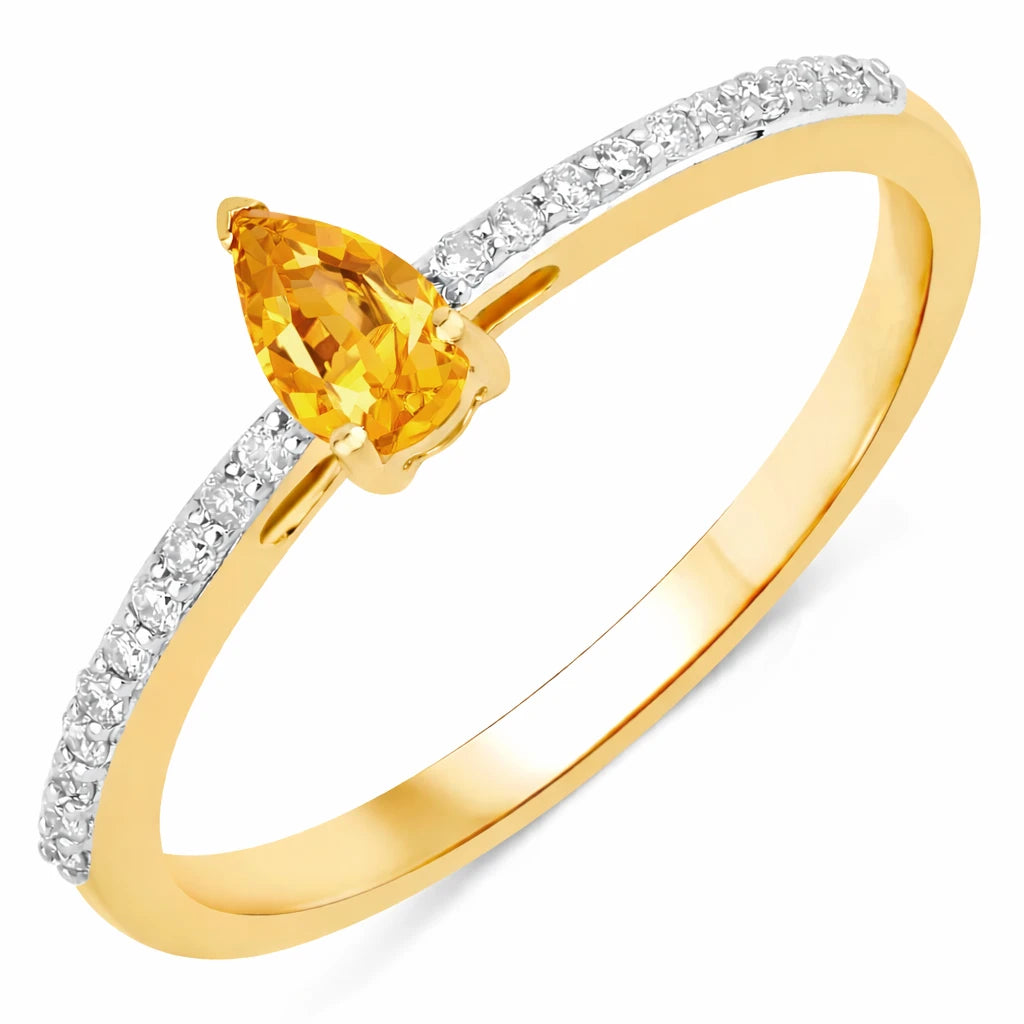 Dainty Pear Cut Diamond Accent Ring