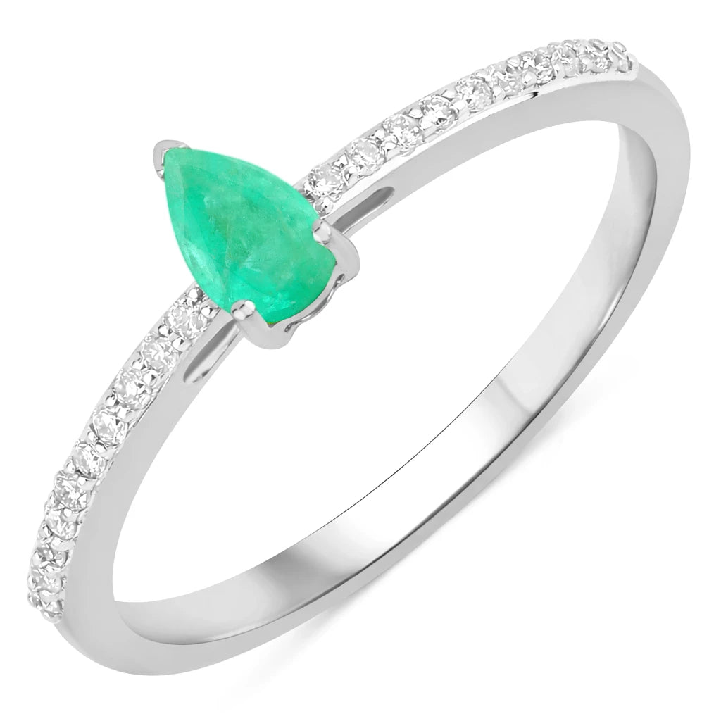 Dainty Pear Cut Diamond Accent Ring