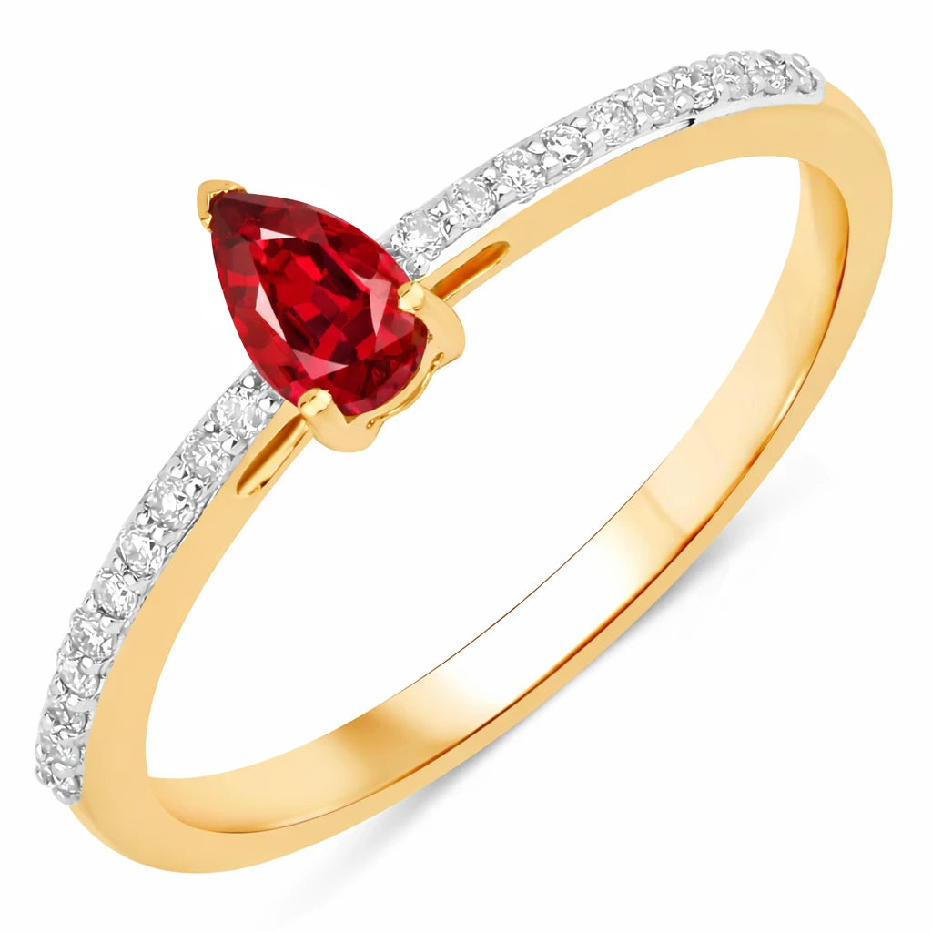 Dainty Pear Cut Diamond Accent Ring