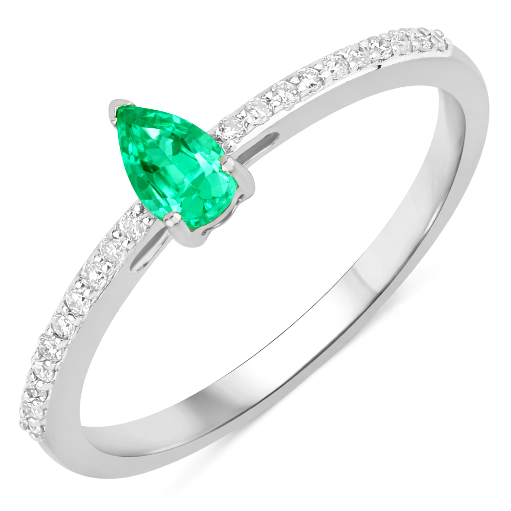 Dainty Pear Cut Diamond Accent Ring