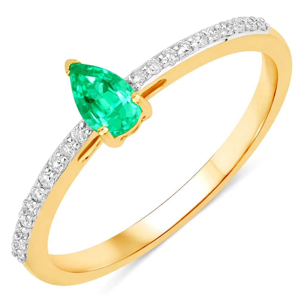 Dainty Pear Cut Diamond Accent Ring