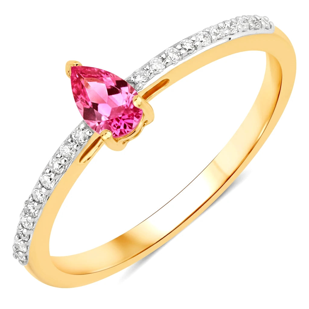 Dainty Pear Cut Diamond Accent Ring