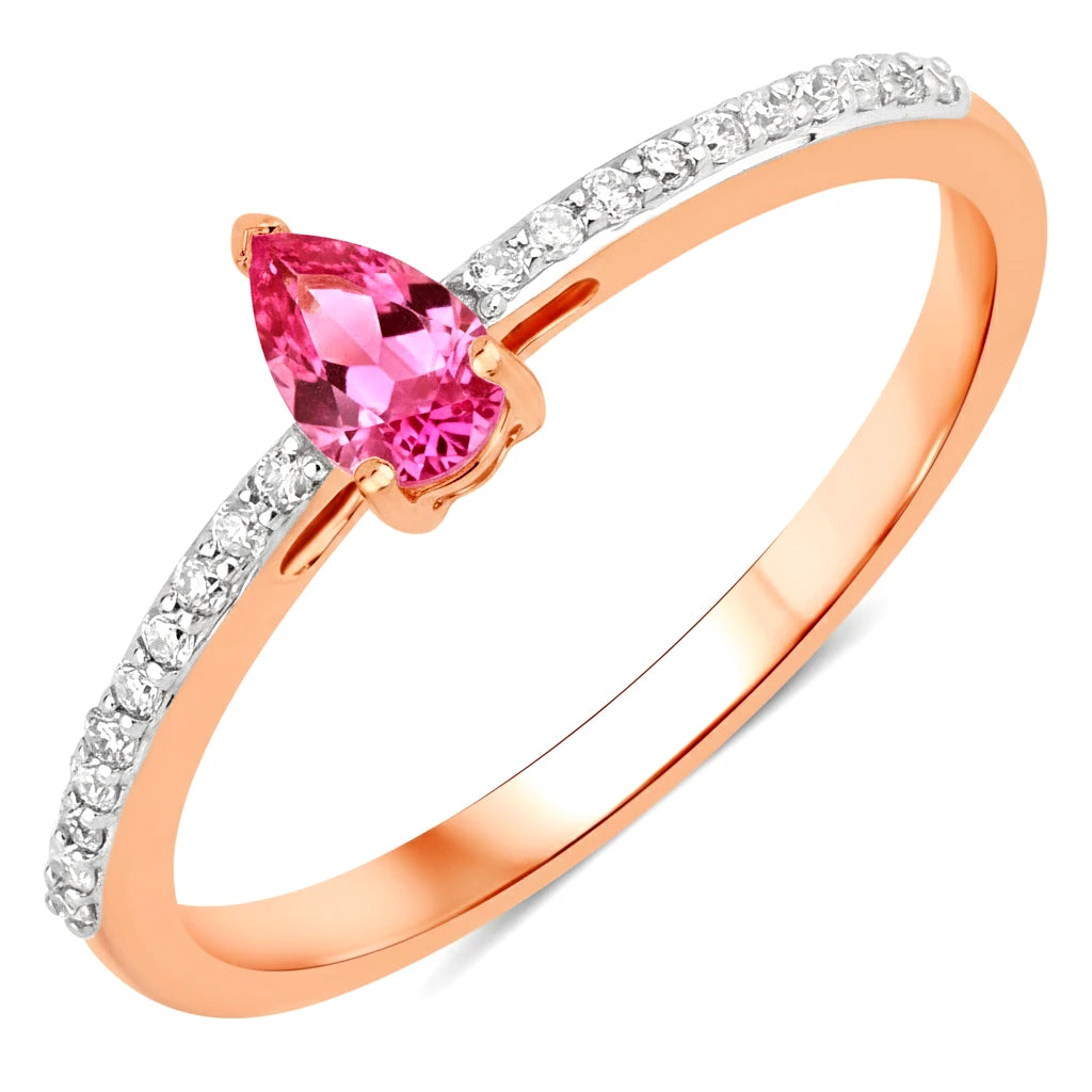 Dainty Pear Cut Diamond Accent Ring