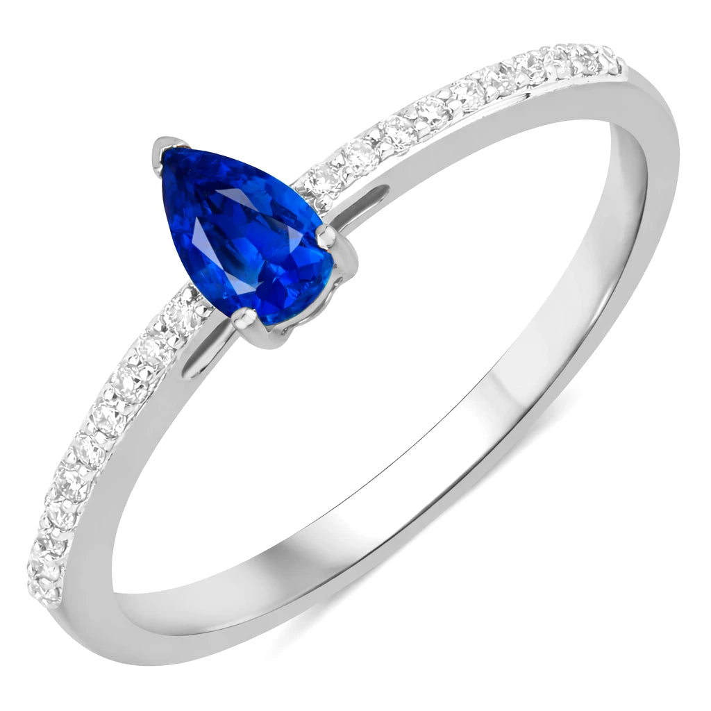 Dainty Pear Cut Diamond Accent Ring