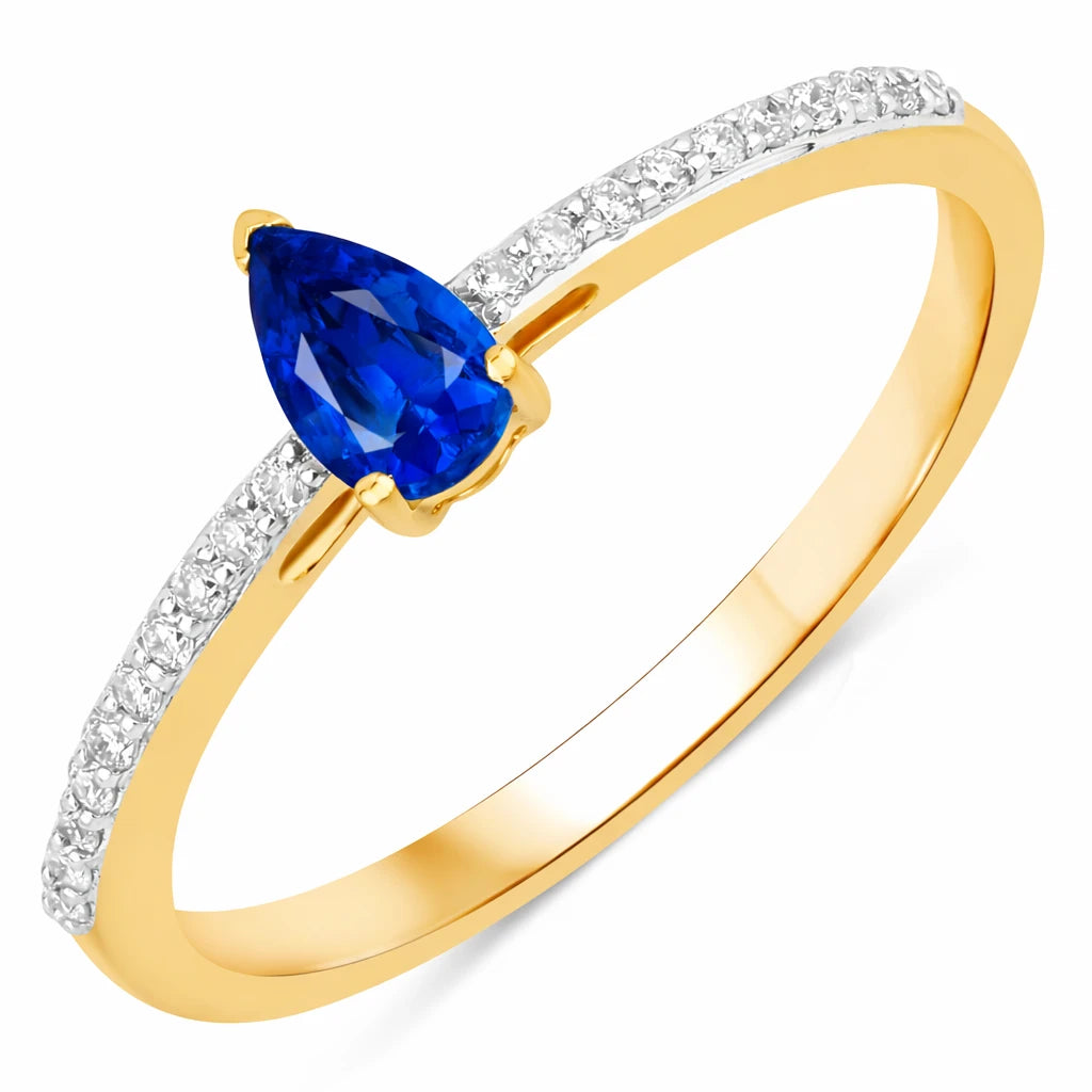 Dainty Pear Cut Diamond Accent Ring