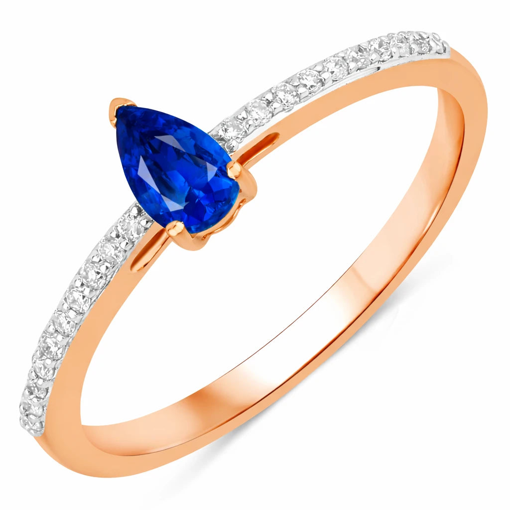Dainty Pear Cut Diamond Accent Ring
