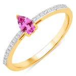 Dainty Pear Cut Diamond Accent Ring