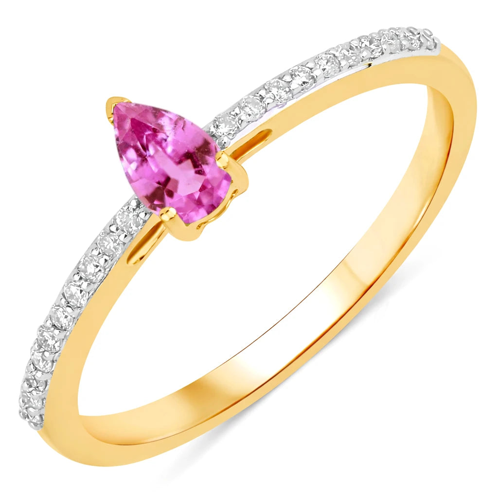 Dainty Pear Cut Diamond Accent Ring