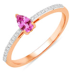 Dainty Pear Cut Diamond Accent Ring