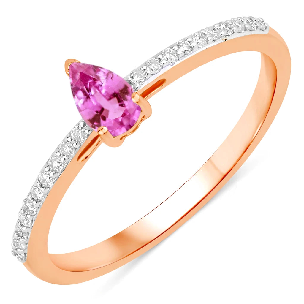Dainty Pear Cut Diamond Accent Ring