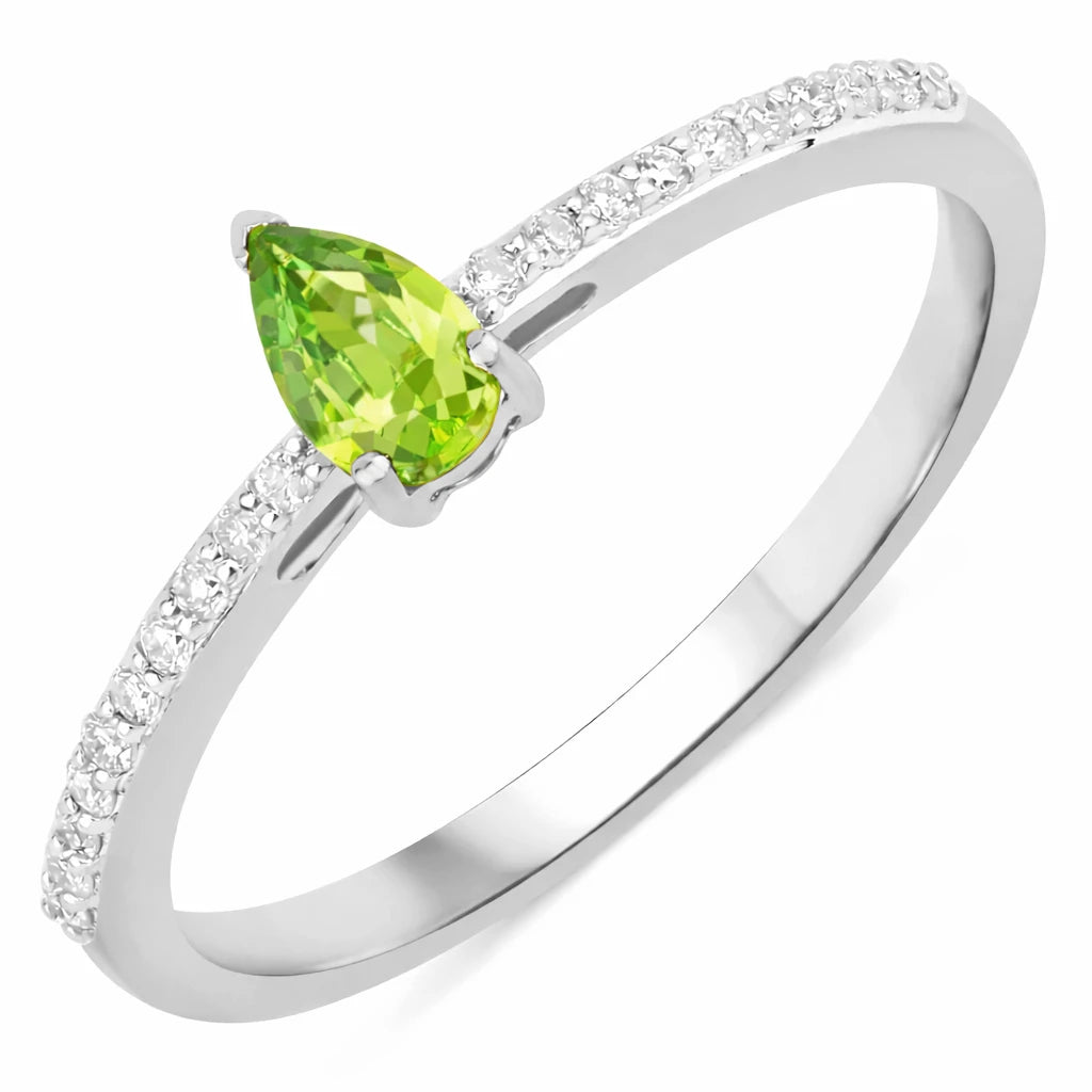 Dainty Pear Cut Diamond Accent Ring