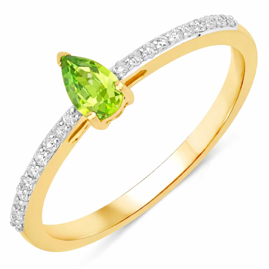 Dainty Pear Cut Diamond Accent Ring