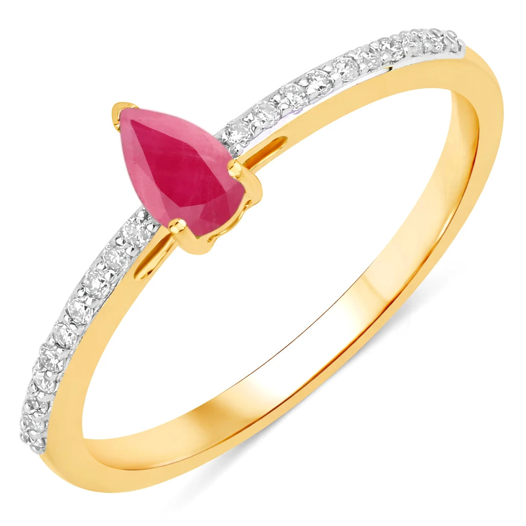 Dainty Pear Cut Diamond Accent Ring