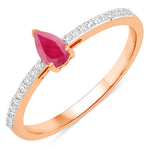 Dainty Pear Cut Diamond Accent Ring