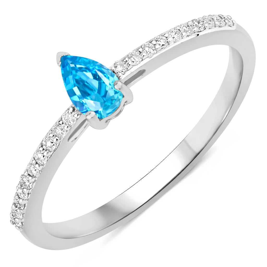 Dainty Pear Cut Diamond Accent Ring
