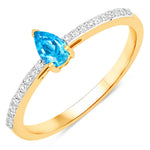 Dainty Pear Cut Diamond Accent Ring