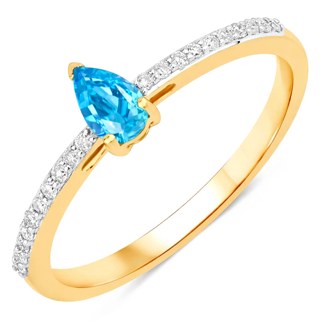 Dainty Pear Cut Diamond Accent Ring