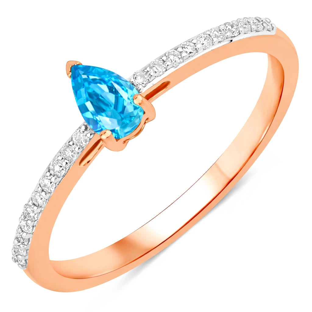 Dainty Pear Cut Diamond Accent Ring