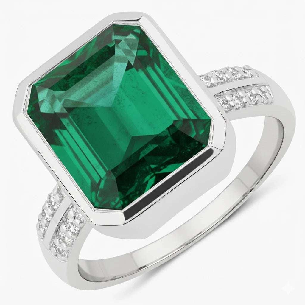 Statement Emerald Cut Diamond Accent Ring