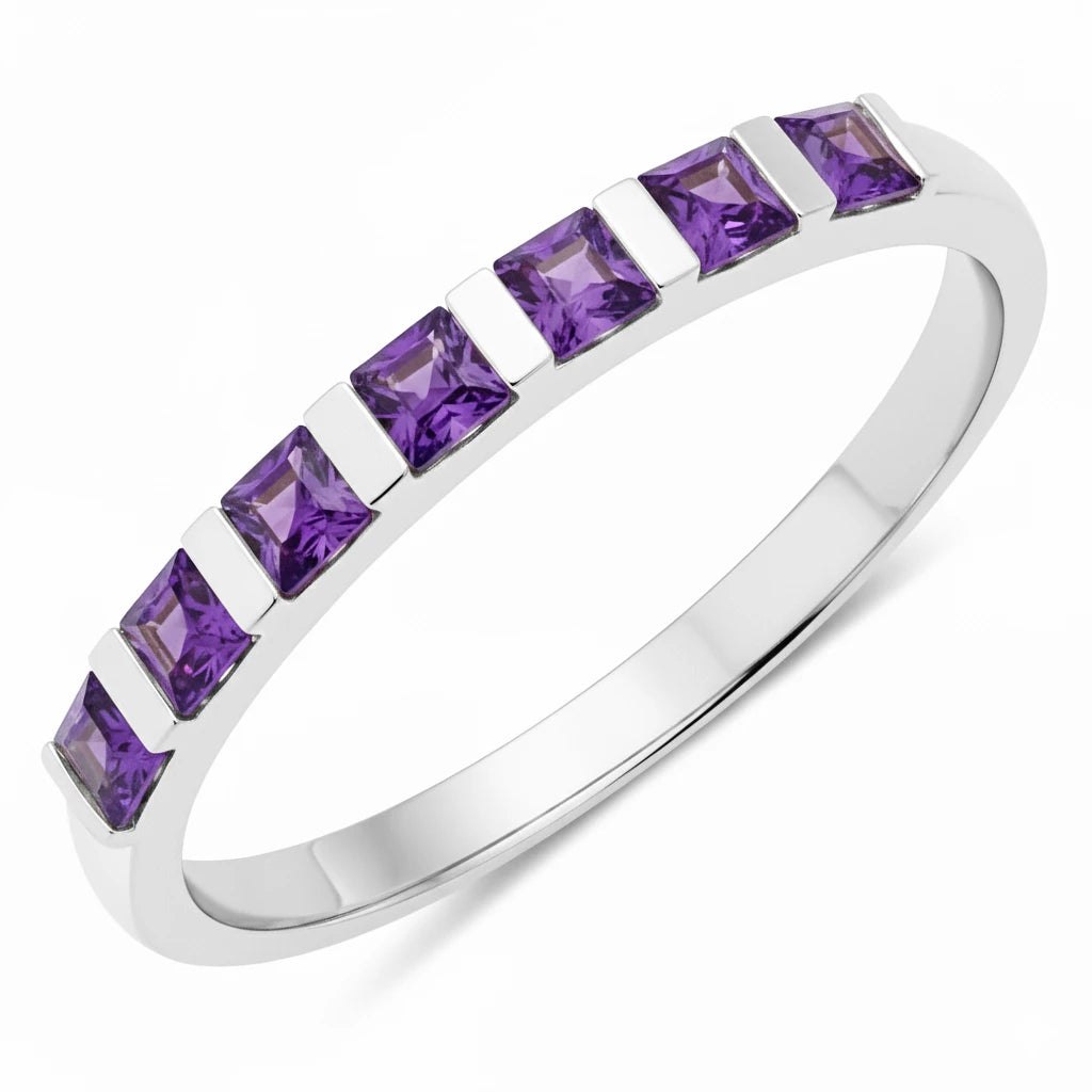 Square Cut Half Eternity Ring
