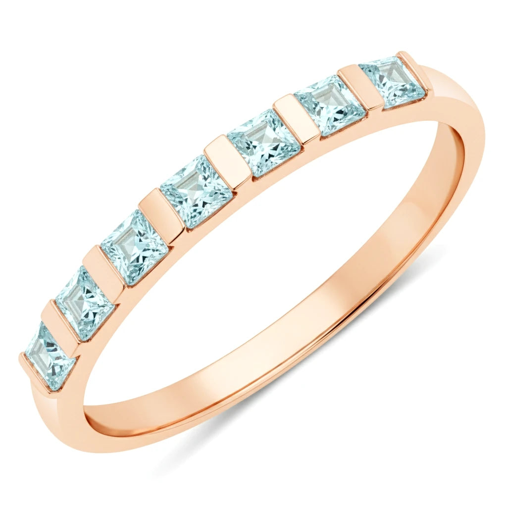 Square Cut Half Eternity Ring