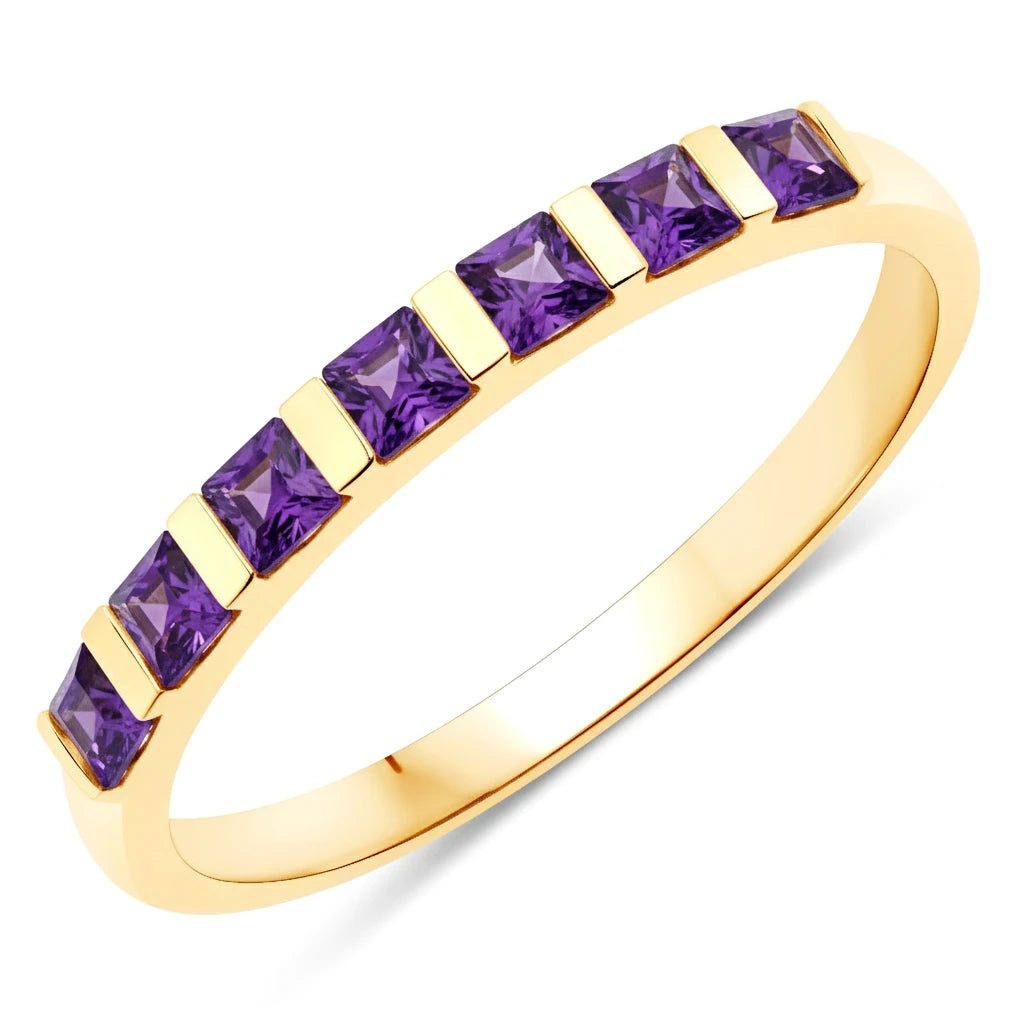Square Cut Half Eternity Ring