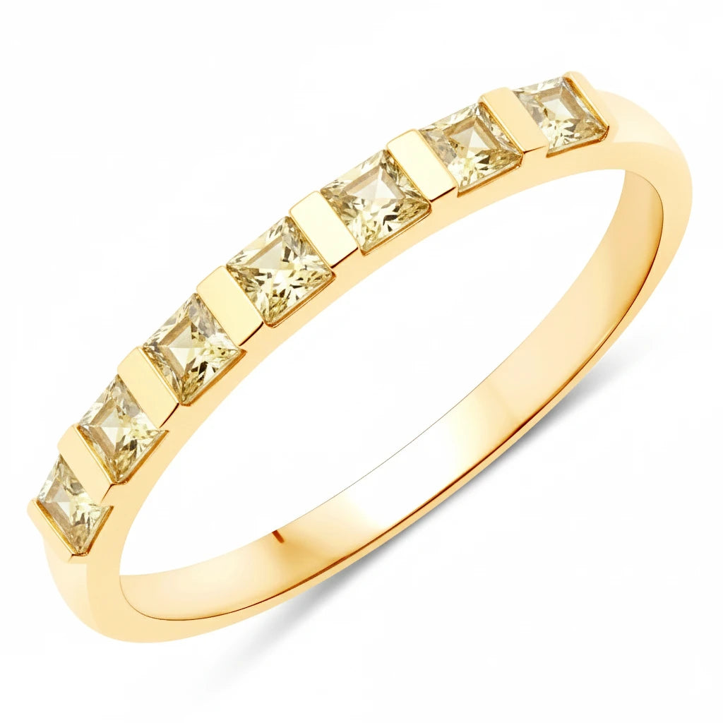 Square Cut Half Eternity Ring