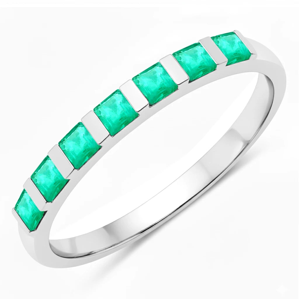 Square Cut Half Eternity Ring