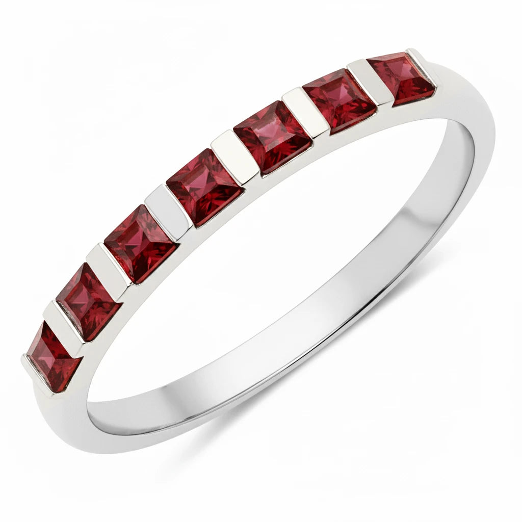 Square Cut Half Eternity Ring