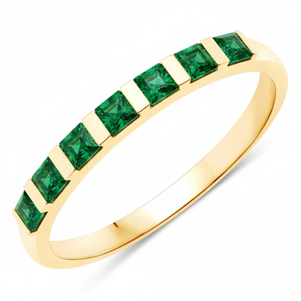 Square Cut Half Eternity Ring