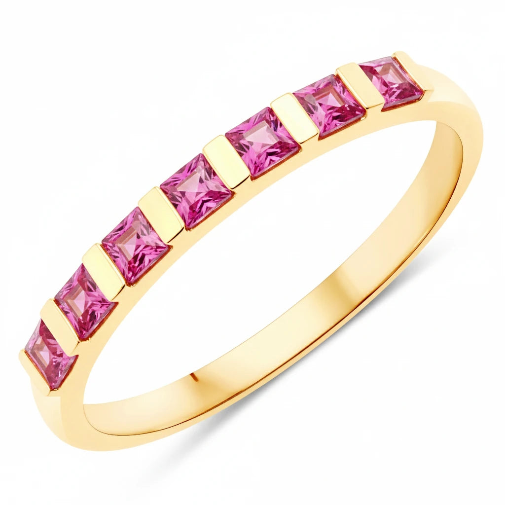Square Cut Half Eternity Ring