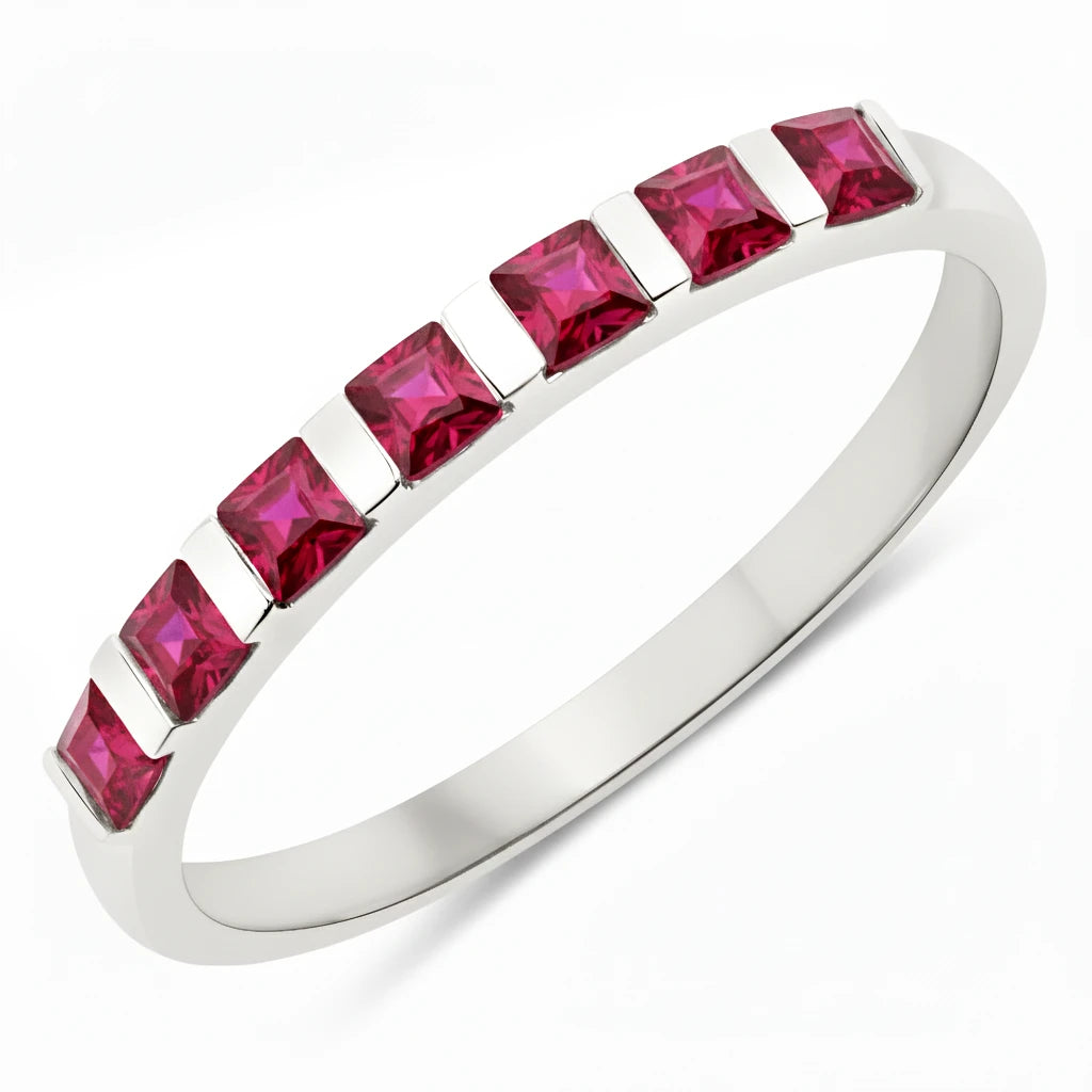 Square Cut Half Eternity Ring