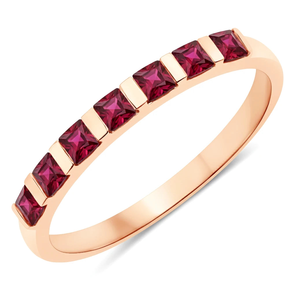Square Cut Half Eternity Ring