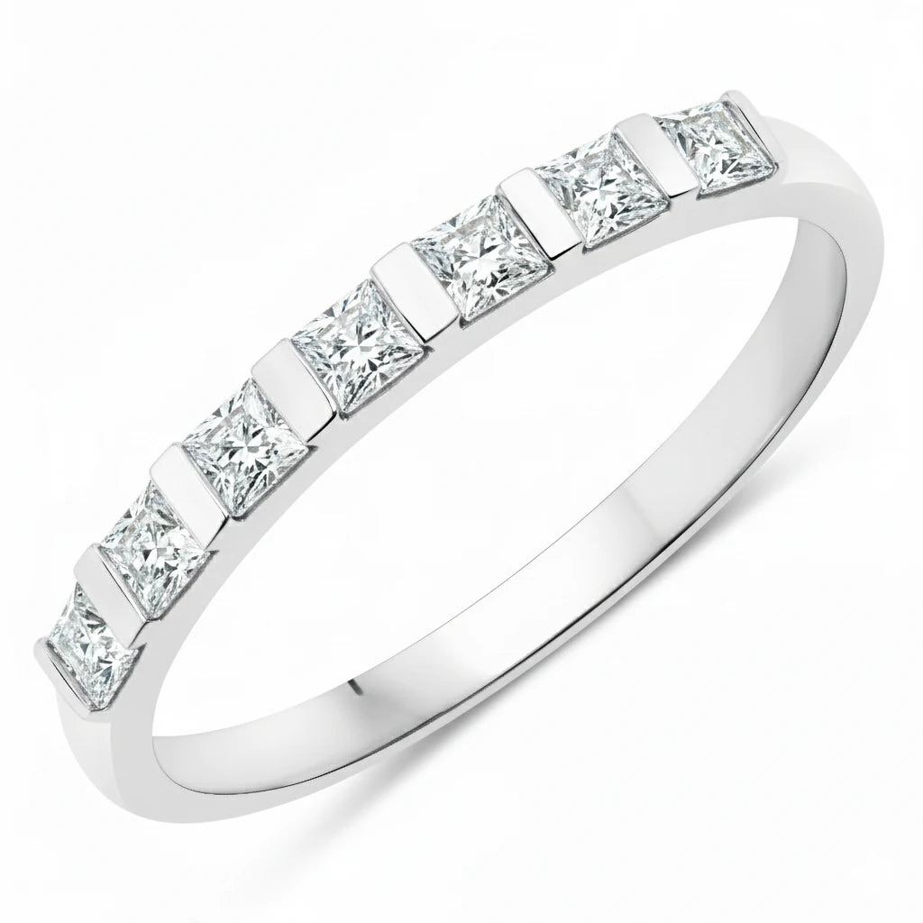 Square Cut Half Eternity Ring