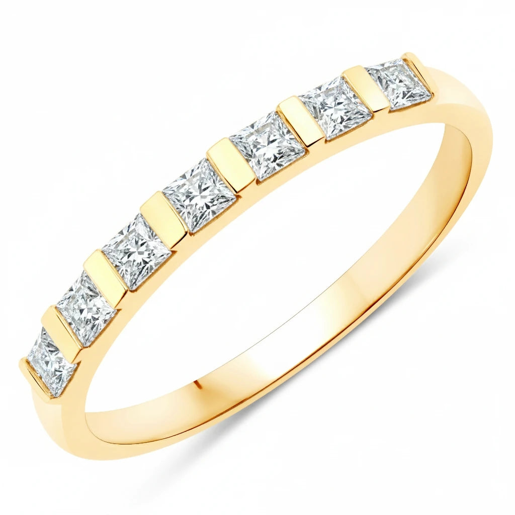 Square Cut Half Eternity Ring