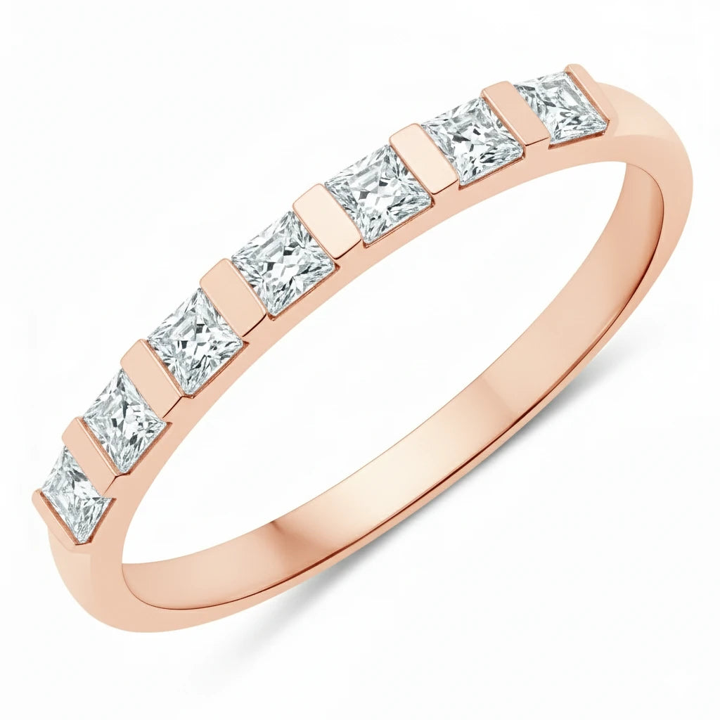 Square Cut Half Eternity Ring