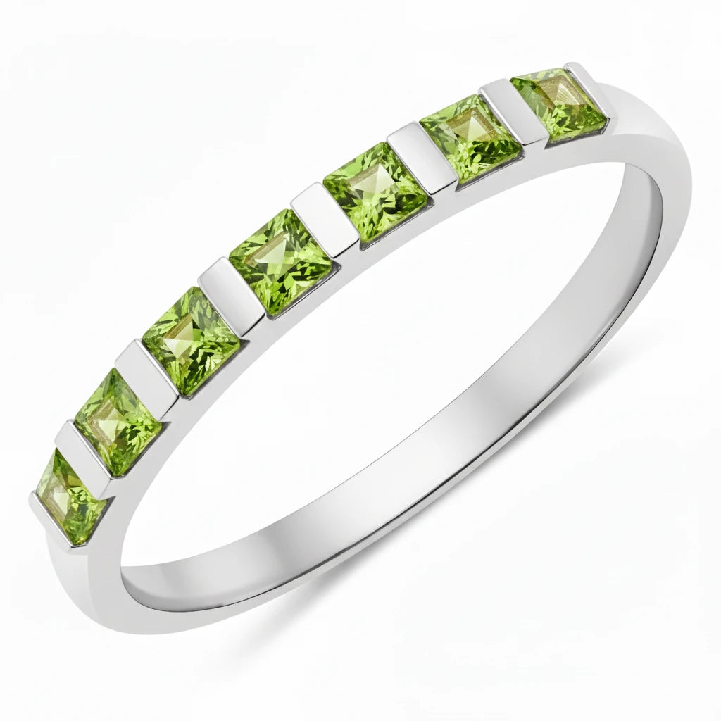 Square Cut Half Eternity Ring