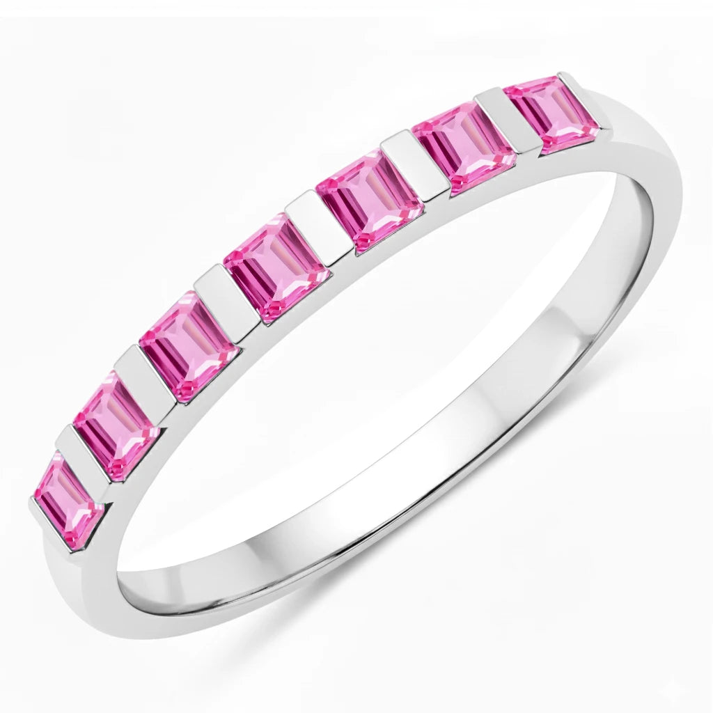 Square Cut Half Eternity Ring