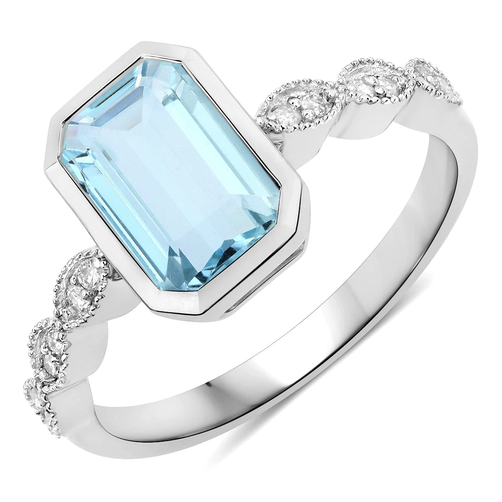 Victorian Emerald Cut Diamond Accent Ring