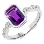 Victorian Emerald Cut Diamond Accent Ring