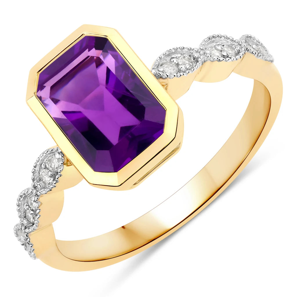 Victorian Emerald Cut Diamond Accent Ring