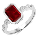 Victorian Emerald Cut Diamond Accent Ring