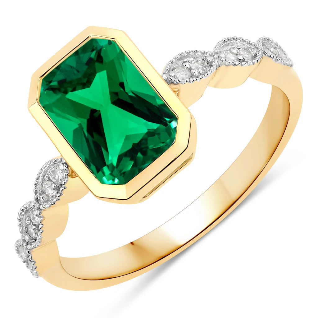 Victorian Emerald Cut Diamond Accent Ring