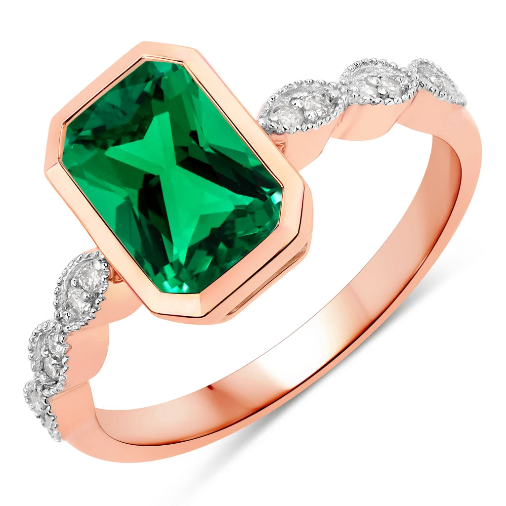Victorian Emerald Cut Diamond Accent Ring