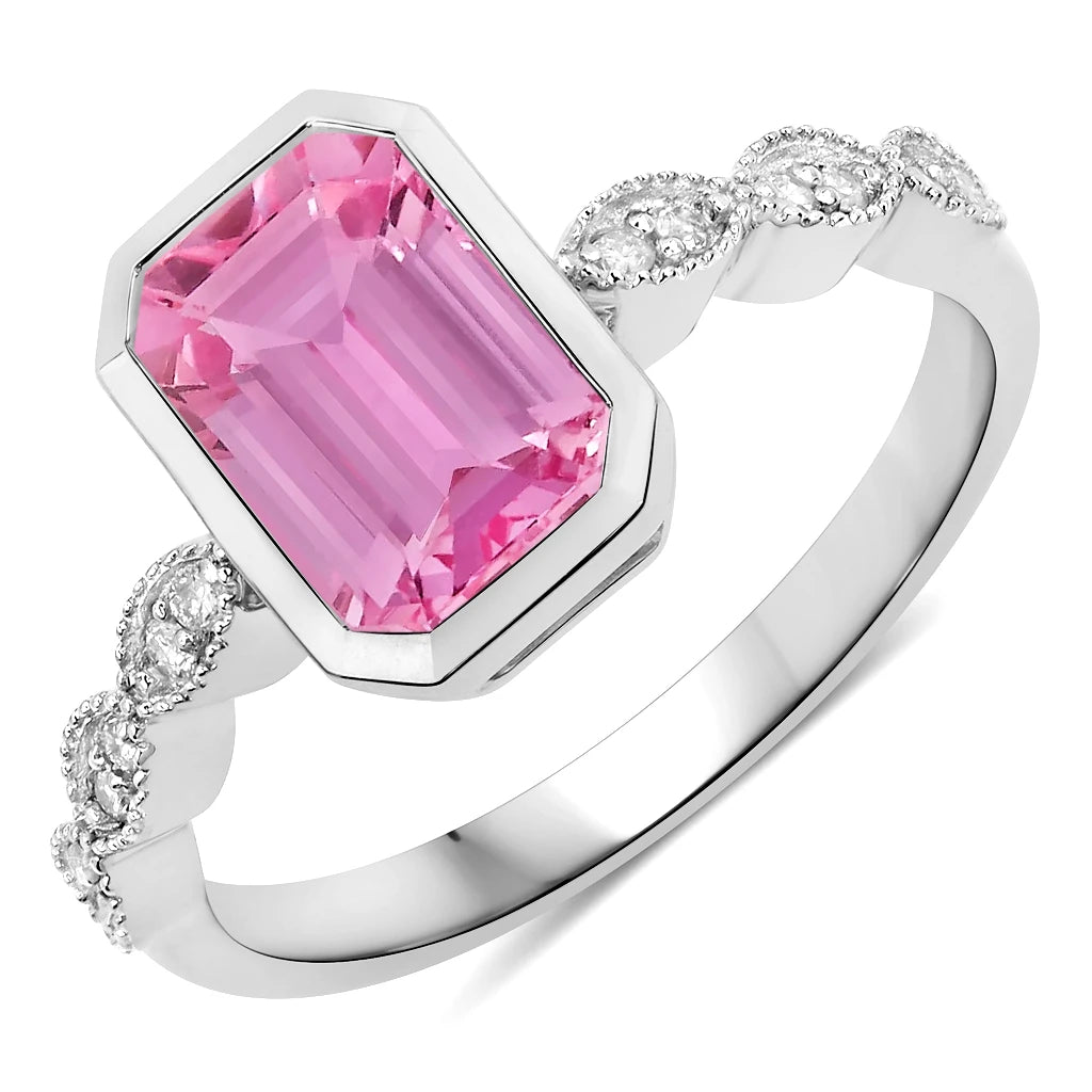 Victorian Emerald Cut Diamond Accent Ring