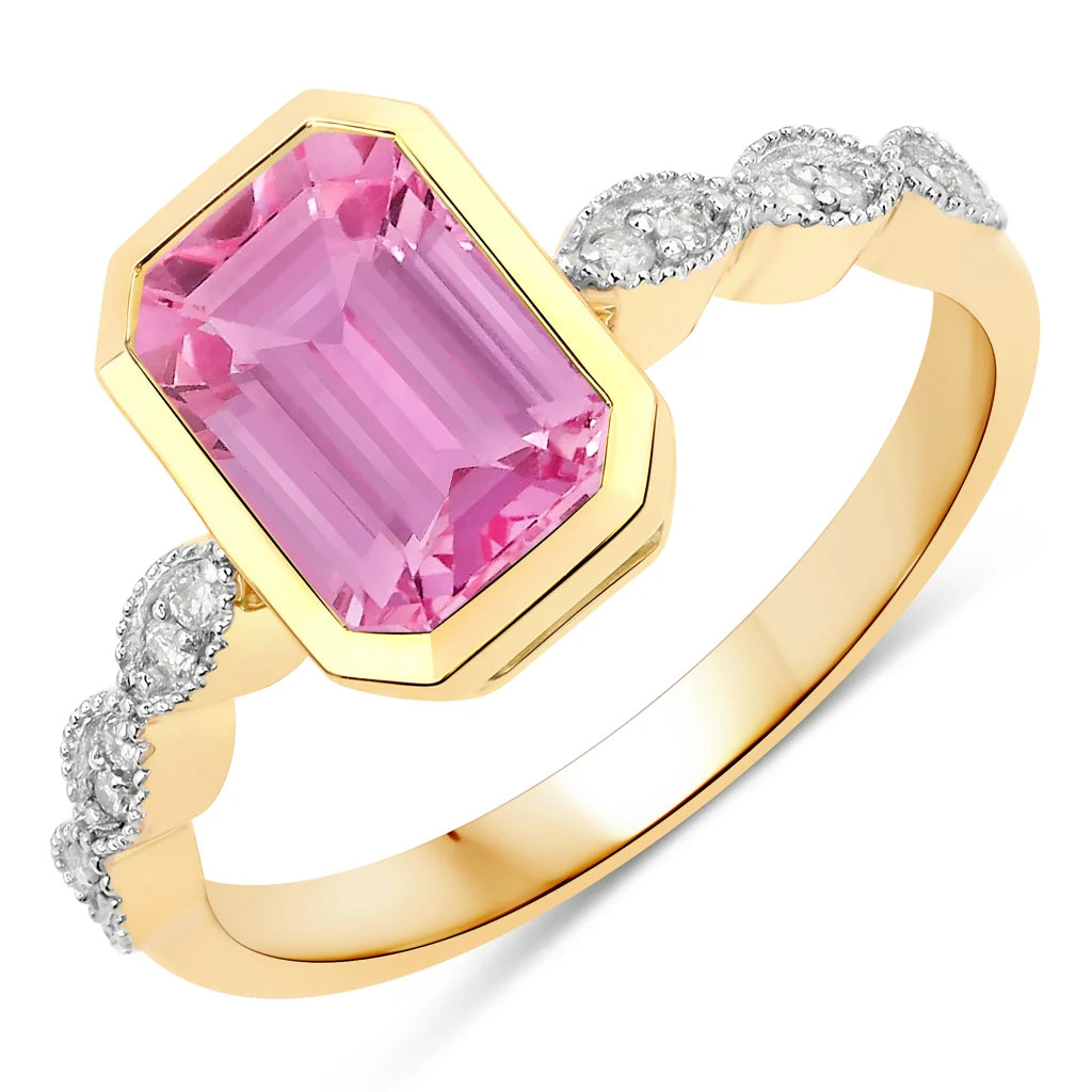 Victorian Emerald Cut Diamond Accent Ring