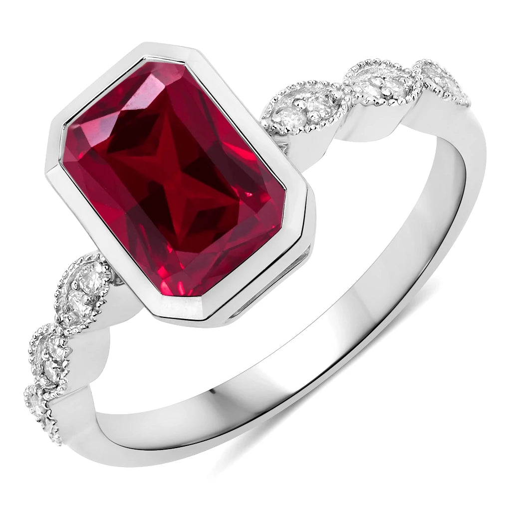 Victorian Emerald Cut Diamond Accent Ring
