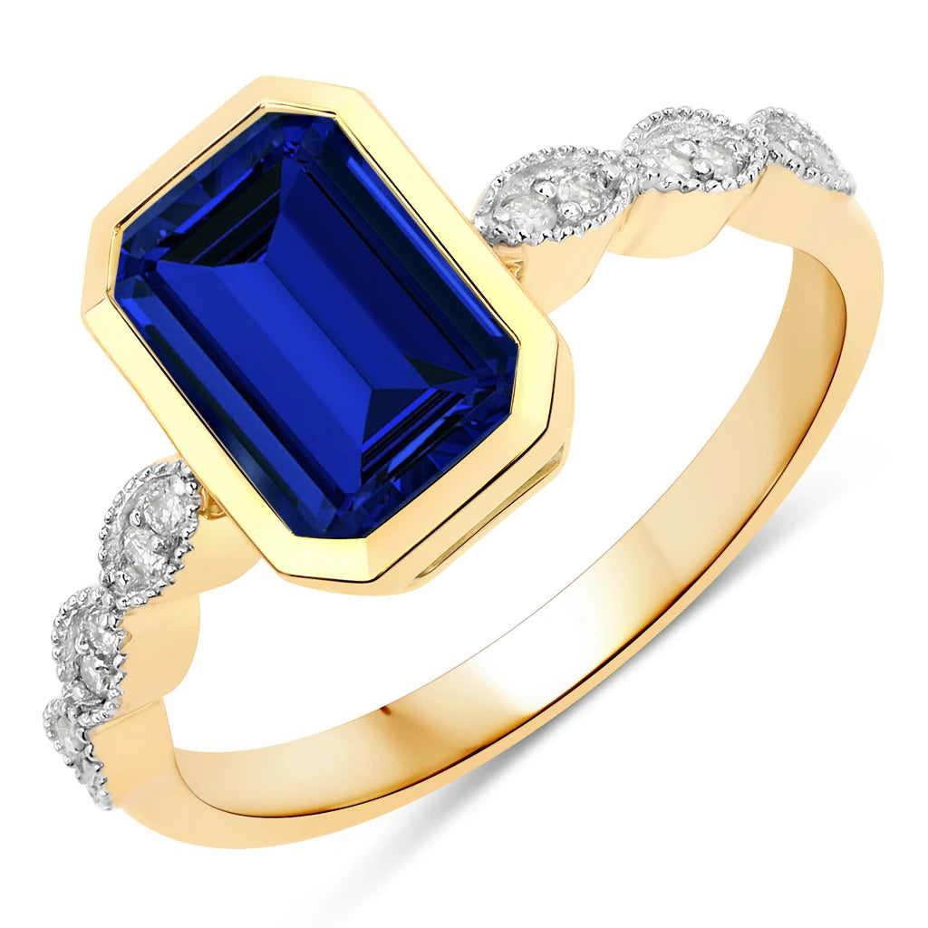 Victorian Emerald Cut Diamond Accent Ring