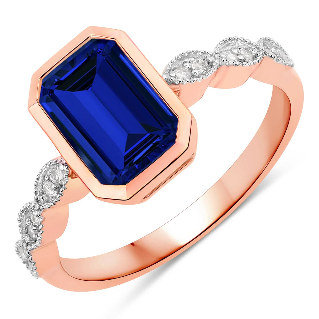 Victorian Emerald Cut Diamond Accent Ring