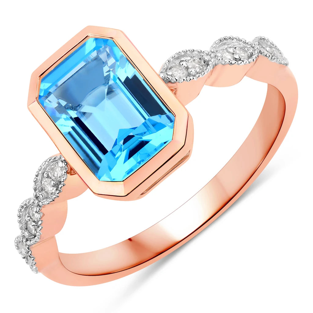 Victorian Emerald Cut Diamond Accent Ring